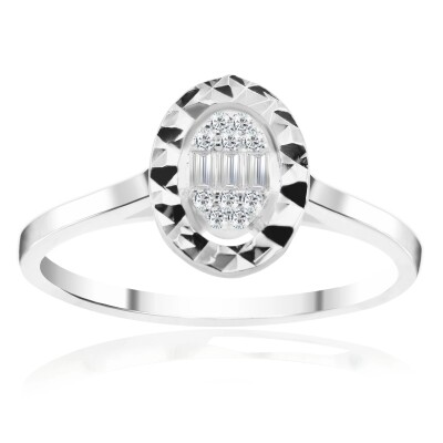0.09 Karat Pırlanta Baget Yüzük - IDL Sertifikalı - Amor Pırlanta