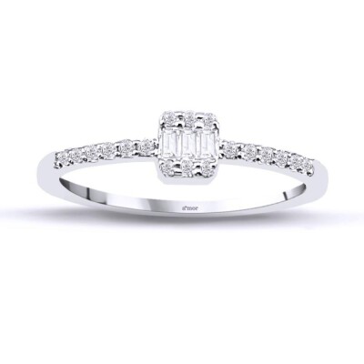 0.16 Karat Pırlanta Baget Yüzük - IDL Sertifikalı - Amor Pırlanta