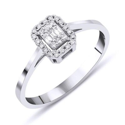 0.17 Karat Pırlanta Baget Yüzük - IDL Sertifikalı - Amor Pırlanta
