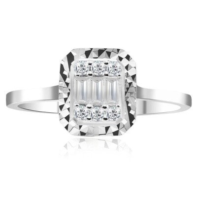 0.19 Karat Baget Pırlanta Yüzük - IDL Sertifikalı - Amor Pırlanta