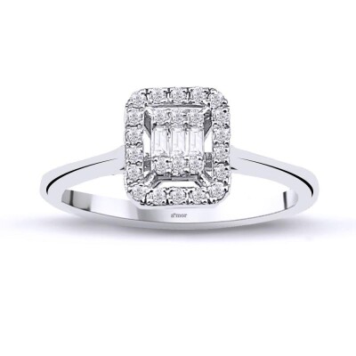 0.19 Karat Pırlanta Baget Yüzük - IDL Sertifikalı - Amor Pırlanta