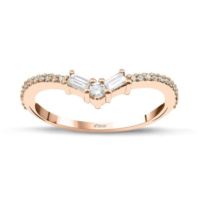 0.21 Karat Pırlanta Baget Yüzük - IDL Sertifikalı - Amor Pırlanta
