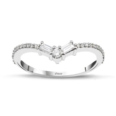 0.21 Karat Pırlanta Baget Yüzük - IDL Sertifikalı - Amor Pırlanta