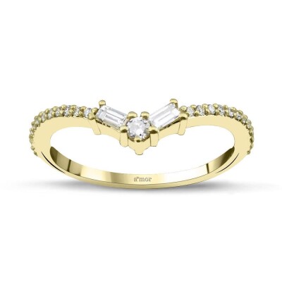 0.21 Karat Pırlanta Baget Yüzük - IDL Sertifikalı - Amor Pırlanta