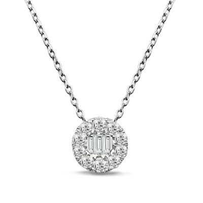 0.22 Karat Pırlanta Baget Kolye - IDL Sertifikalı - Amor Pırlanta