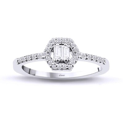 0.22 Karat Pırlanta Baget Yüzük - IDL Sertifikalı - Amor Pırlanta