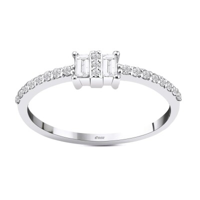 0.22 Karat Pırlanta Baget Yüzük - IDL Sertifikalı - Amor Pırlanta