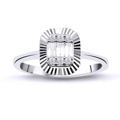 0.22 Karat Pırlanta Baget Yüzük - IDL Sertifikalı - Amor Pırlanta
