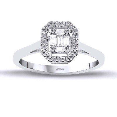 0.24 Karat Pırlanta Baget Yüzük - IDL Sertifikalı - Amor Pırlanta