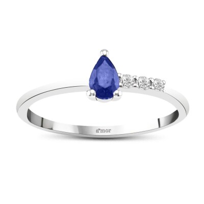 0.26 Karat Pırlanta Safir Yüzük - IDL Sertifikalı - Amor Pırlanta