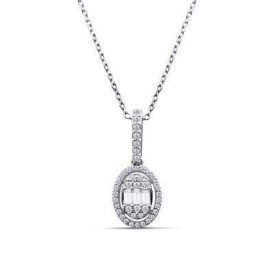 0.30 Karat Pırlanta Baget Kolye - IDL Sertifikalı - Amor Pırlanta