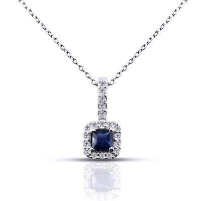 0.30 Karat Pırlanta Safir Kolye - IDL Sertifikalı - Amor Pırlanta
