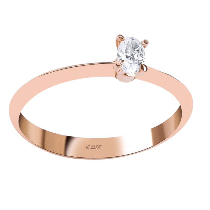 0.30 Karat Pırlanta Tektaş Oval Yüzük - GIA Sertifikalı - 2