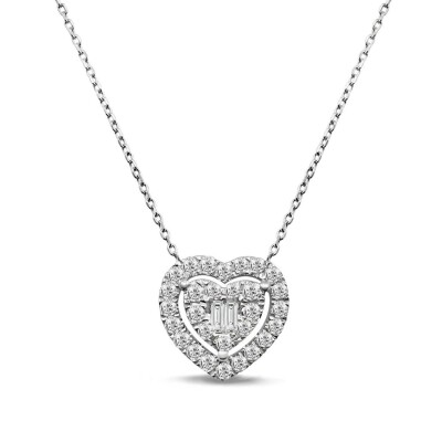 0.34 Karat Pırlanta Baget Kolye - IDL Sertifikalı - Amor Pırlanta