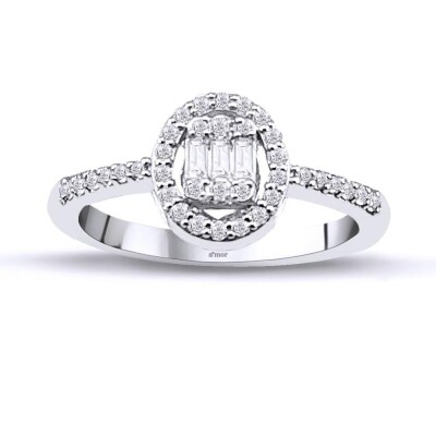 0.34 Karat Pırlanta Baget Yüzük - IDL Sertifikalı - Amor Pırlanta