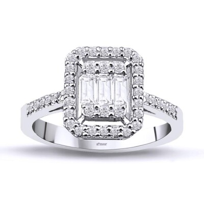 0.35 Karat Pırlanta Baget Yüzük - IDL Sertifikalı - Amor Pırlanta
