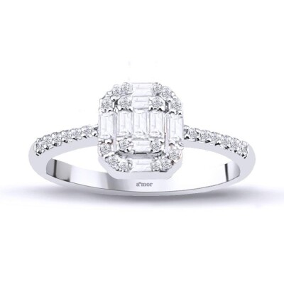 0.36 Karat Pırlanta Baget Yüzük - IDL Sertifikalı - Amor Pırlanta