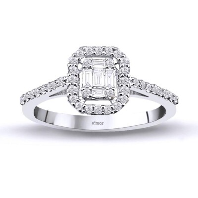 0.37 Karat Pırlanta Baget Yüzük - IDL Sertifikalı - Amor Pırlanta