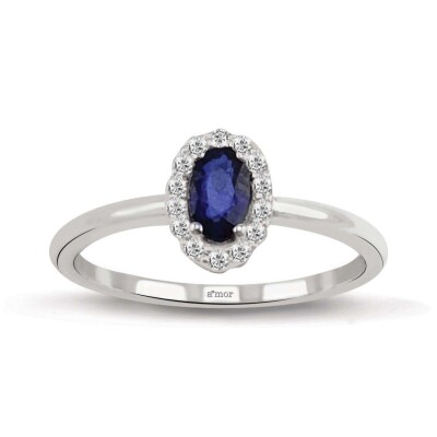 0.38 Karat Pırlanta Safir Yüzük - IDL Sertifikalı - Amor Pırlanta