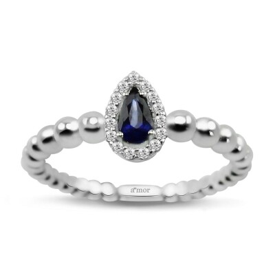 0.39 Karat Pırlanta Safir Yüzük - IDL Sertifikalı - Amor Pırlanta