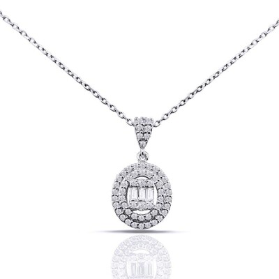 0.40 Karat Pırlanta Baget Kolye - IDL Sertifikalı - Amor Pırlanta