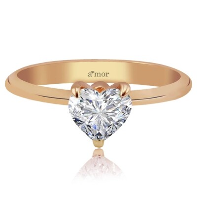 0.40 Karat Pırlanta Tektaş Kalp Yüzük - IDL Sertifikalı - Amor Pırlanta