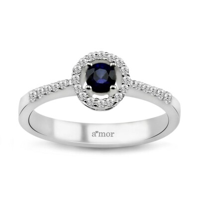 0.41 Karat Pırlanta Safir Yüzük - IDL Sertifikalı - Amor Pırlanta