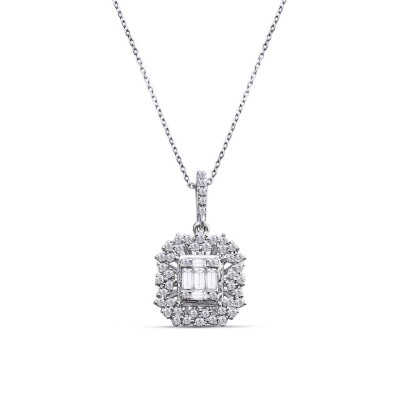 0.42 Karat Pırlanta Baget Kolye - IDL Sertifikalı - Amor Pırlanta
