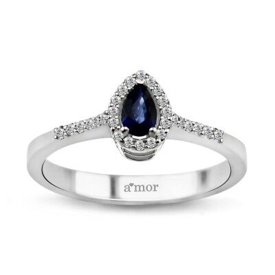 0.44 Karat Pırlanta Safir Yüzük - IDL Sertifikalı - Amor Pırlanta