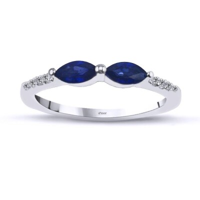 0.45 Karat Pırlanta Safir Yüzük - IDL Sertifikalı - Amor Pırlanta