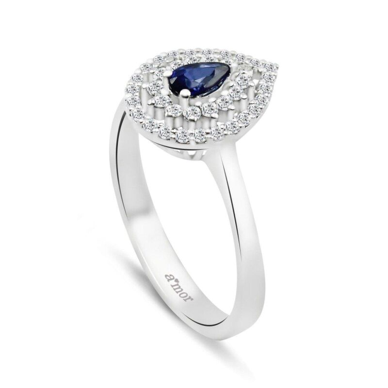 0.50 Karat Pırlanta Safir Yüzük - IDL Sertifikalı - 2