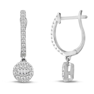 0.55 Karat Pırlanta Baget Küpe - IDL Sertifikalı - Amor Pırlanta
