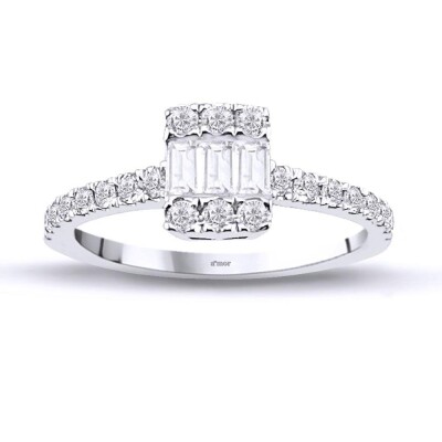 0.55 Karat Pırlanta Baget Yüzük - IDL Sertifikalı - Amor Pırlanta
