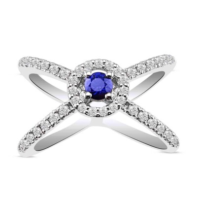 0.56 Karat Pırlanta Safir Yüzük - IDL Sertifikalı - Amor Pırlanta