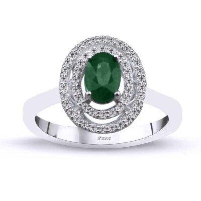 0.60 Karat Pırlanta Zümrüt Yüzük - IDL Sertifikalı - Amor Pırlanta