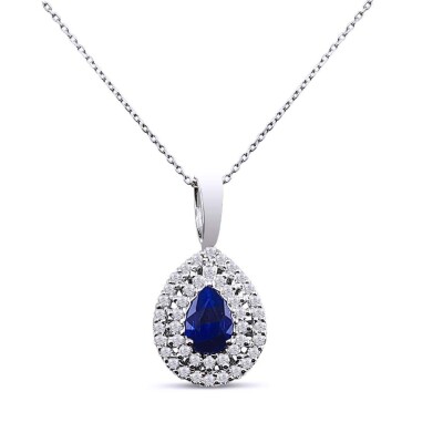 0.61 Karat Pırlanta Safir Kolye - IDL Sertifikalı - Amor Pırlanta