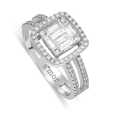 0.64 Karat Pırlanta Baget Yüzük - IDL Sertifikalı - Amor Pırlanta