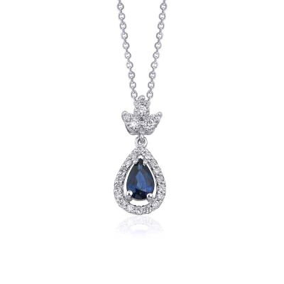 0.67 Karat Pırlanta Safir Kolye - IDL Sertifikalı - Amor Pırlanta