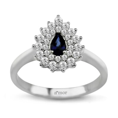 0.69 Karat Pırlanta Safir Yüzük - IDL Sertifikalı - Amor Pırlanta