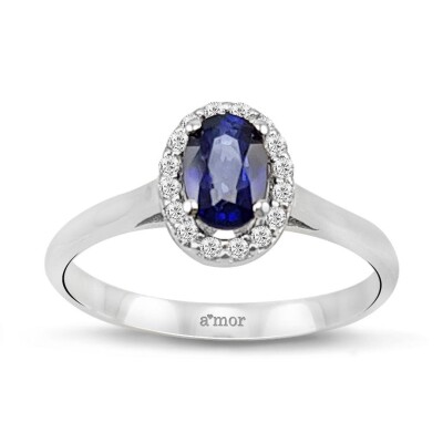 0.69 Karat Pırlanta Safir Yüzük - IDL Sertifikalı - Amor Pırlanta