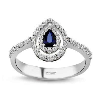 0.70 Karat Pırlanta Safir Yüzük - IDL Sertifikalı - Amor Pırlanta