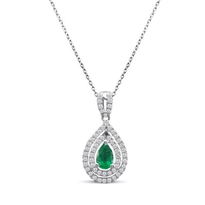 0.71 Karat Pırlanta Zümrüt Kolye - IDL Sertifikalı - Amor Pırlanta