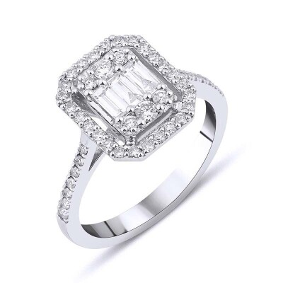 0.72 Karat Pırlanta Baget Yüzük - IDL Sertifikalı - Amor Pırlanta