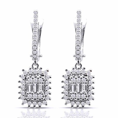 0.75 Karat Pırlanta Baget Küpe - IDL Sertifikalı - Amor Pırlanta