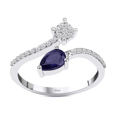0.75 Karat Pırlanta Safir Yüzük - IDL Sertifikalı - Amor Pırlanta