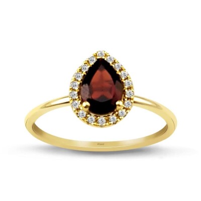 0.76 Karat Kırmızı Garnet Pırlanta Fantezi Yüzük - IDL Sertifikalı - Amor Pırlanta