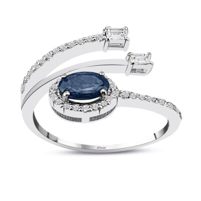 0.77 Karat Pırlanta Safir Yüzük - IDL Sertifikalı - Amor Pırlanta