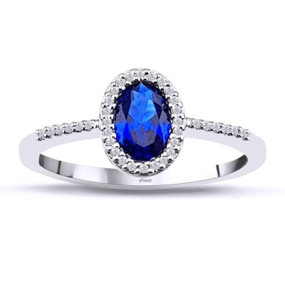0.80 Karat Pırlanta Safir Yüzük - IDL Sertifikalı - Amor Pırlanta