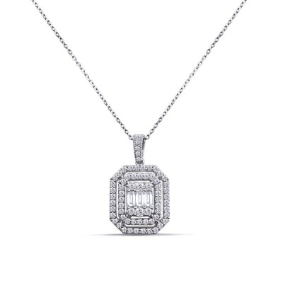 0.81 Karat Pırlanta Baget Kolye - IDL Sertifikalı - Amor Pırlanta