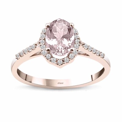 0.83 Karat Morganite Pırlanta Vintage Yüzük - IDL Sertifikalı - Amor Pırlanta